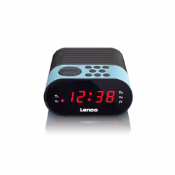 Lenco CR-07, Horloge, FM, PLL, LED, Noir, Bleu, 3 V, AC/Batterie