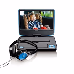 Lenco DVP-910, Lecteur DVD portable, Convertible, Noir, Bleu, CD, DVD, 22,9 cm (9"), TFT