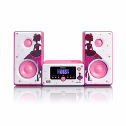 Lenco MC-020, Système mini audio domestique, Rose, Blanc, 10 W, FM, PLL, Bleu, 3,5 mm