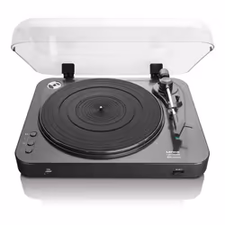 Lenco LBT-120BK, Tourne-disque entraîné par courroie, Semi-automatique, Noir, 33,45 tr/min, 2.1+EDR, Secteur