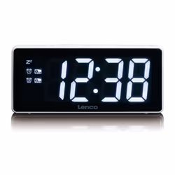 Lenco CR-30, Horloge, Analogique, FM, LCD, Blanc, Blanc