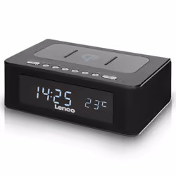 Lenco CR-580, Réveil numérique, Rectangle, Noir, Métal, Plastique, 24h, FM