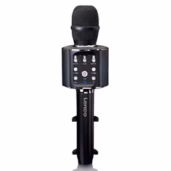 Lenco BMC-090, Microphone de karaoké, Sans fil, Bluetooth, 10 m, Noir, Métal, Plastique