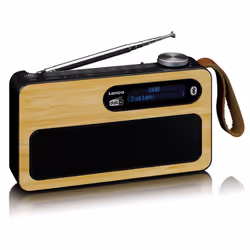 Lenco PDR-040, Portable, Analogique et numérique, DAB+, FM, LCD, Bambou, Noir, Métal, Plastique, Bois