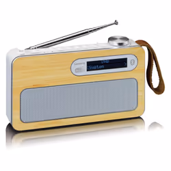 Lenco PDR-040, Personnel, Analogique et numérique, DAB+, FM, LCD, Bambou, Blanc, Métal, Plastique, Bois