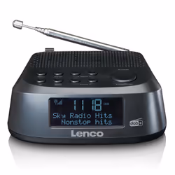 Lenco CR-605BK, Réveil numérique, Rectangle, Noir, DAB+, FM, Sonnette, LCD