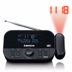 Lenco CR-615BK, Horloge, Analogique et numérique, DAB+, FM, LCD, 7,37 cm (2.9"), 3,5 mm