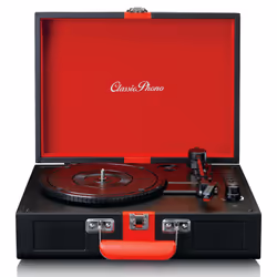 Lenco TT-110, Tourne-disque entraîné par courroie, Semi-automatique, Noir, Rouge, Simili-cuir, Métal, Plastique, Bois, 33,45, ...