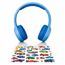 Lenco HPB-110 Kids Kopfhörer BT blau 85DB Limite akku stickers, Avec fil &amp;sans fil, 130 g, Casque, Bleu