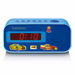 Lenco CR-205, Réveil numérique, Rectangle, Bleu, Plastique, 24h, FM