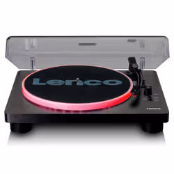 Lenco LS-50LEDBK, Tourne-disque entraîné par courroie, Manuel, Noir, Plastique, Bois, Plastique, 33,45,78 tr/min