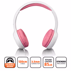 Lenco HP-010PK écouteur/casque Écouteurs Avec fil Arceau Musique Rose, Blanc - Vue supplémentaire 7