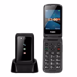 Téléphone portable à clapet - Fysic - F15 - Noir - 1000 mAh - Bouton durgence SOS