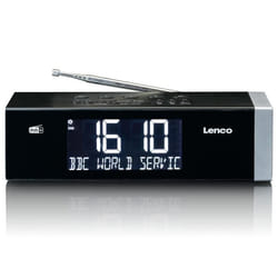 Lenco CR-640BK - Radio-réveil FM stéréo avec horloge à commande radio et entrée AUX - Blanc