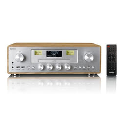 Lenco DAR-281WDSI - Radio DAB+/FM avec lecteur CD USB Bluetooth® et point de charge sans fil - Bois/Argent
