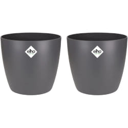 ELHO Lot de 2 pots de fleur rond Brussels - 17 L - Ø 251 x H 23.2 cm - Noir