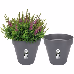 ELHO Lot de 2 pots de fleur rond Loft Urban - 19 L - Ø 28.5 x H 26 cm - Noir