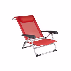 Bo-Camp 1204793 chaise de plage Rouge Textile Couché(e)/assis(e)