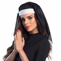 Boland 01096, Fancy dress nun hood, Adulte, Femelle, Polyester, Noir, Blanc, 75 g
