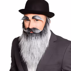 Boland 01846, Barbe et moustache de fantaisie, Adulte, Mâle, Polyester, Noir, Gris, 40 g