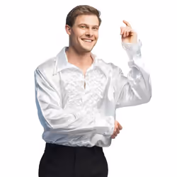 Chemise disco homme Boland - Blanc - Effet satiné - Taille XXL