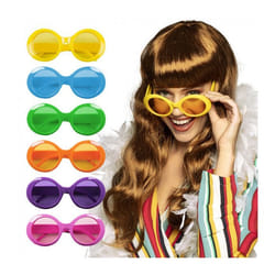 Lunettes fantaisie ovale style disco - Boland - Party Jacky Fluo - Adulte - Mixte - Blanc
