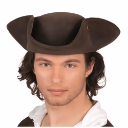 Tricorne Pirate - Boland - Faux Cuir - Marron et Noir - Adulte