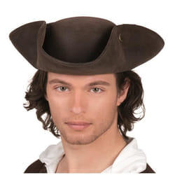 Tricorne Pirate - Boland - Faux Cuir - Marron et Noir - Adulte