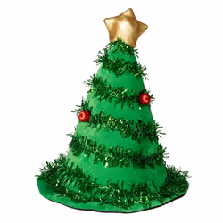 Boland 13406, Chapeau de déguisement, unisexe, Christmas tree, Polyester, Polyéthylène téréphthalate (PET), Or, Vert, Rouge,  ...