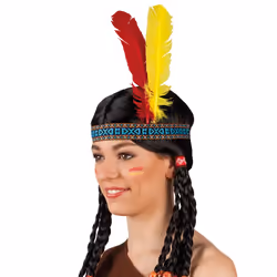 Boland Headband Indian, Panoplie de plumes de guerre, Indian, Polyester, Multicolore, 1 pièce(s)