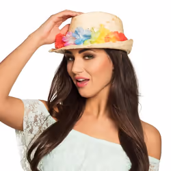 Boland 52535, Chapeau de déguisement, Adulte, unisexe, Polyester, Polyvinyl chloride (PVC), Paille, Multicolore, 70 g
