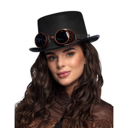 Chapeau Haut-de-Forme Adulte Steam Punk avec Lunettes - BOLAND - Steamgoggles - Mixte - Noir - Intérieur