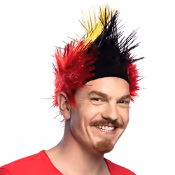 Boland 61902, Perruque de déguisement, Adulte, Mâle, Polyester, Polyéthylène, Noir, Rouge, Jaune, 100 g