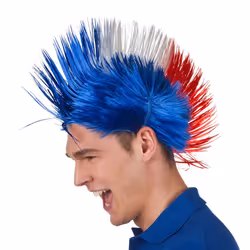 Boland 62024, Perruque de déguisement, Adulte, Mâle, Polyéthylène, Bleu, Rouge, Blanc, 133 g