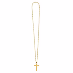 COLLIER FANTAISIE CROIX SPIRITUALITÉ FER 74CM OR - Accessoire de déguisement bijou fantaisie