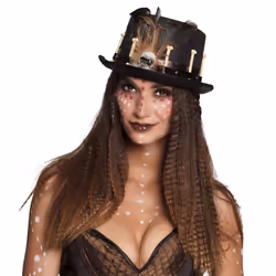 Boland 72181, Chapeau de déguisement, Adulte, unisexe, Acrylonitrile-Butadiène-Styrène (ABS), Feather, Polyester, Noir, 150 g