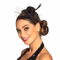 Boland 76312, Mini-chapeau de déguisement, Adulte, Femelle, Feather, Polyester, Noir, 33 g