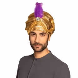 Boland 81015, Chapeau de déguisement, Adulte, Mâle, Acrylique, Feather, Polyester, Polypropylène (PP), Or, Violet, 87 g