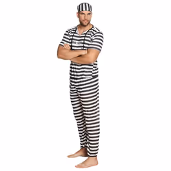 Boland 83820, Déguisement, Adulte, Mâle, Prisonnier, M/L, Noir, Blanc