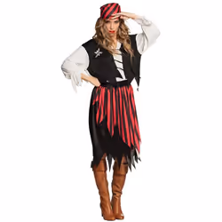 Boland 83844, Déguisement, Adulte, Femelle, Pirate, Pirate, Noir, Rouge, Blanc