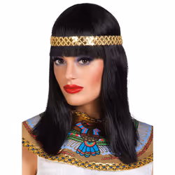 Perruque Cléopâtre avec bandeau - Accessoire de déguisement - Femme - Noir