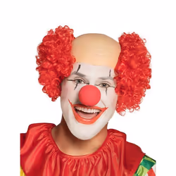 Perruque clown crâne nu rouge homme