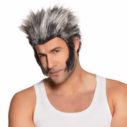 Boland 85989, Perruque de déguisement, Adulte, Mâle, Polyester, Gris, 145 g
