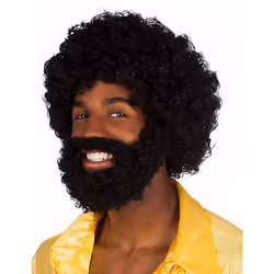 Perruque afro noire avec barbe - BOLAND - Perruque Et Barbe Mambo - Adulte - Homme - Accessoire de déguisement