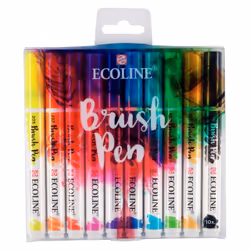 Talens Ecoline, 10 pièce(s), Bleu, Vert, Orange, Rose, Rouge, Jaune, Multicolore, Rond, Encre à base d'eau, Ampoule
