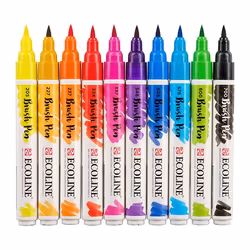 Talens Ecoline marqueur 10 pièce(s) Bleu, Vert, Orange, Rose, Rouge, Jaune