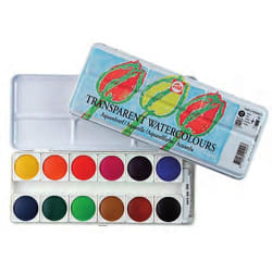 Talens 95930012 peinture à l'eau Noir, Bleu, Vert, Rouge, Jaune Palette 12 pièce(s)