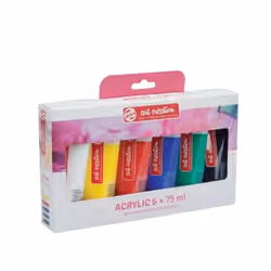 Talens 3582806M, Noir, Bleu, Vert, Rouge, Blanc, Jaune, Peinture acrylique, Liquide, 75 ml, 5 pièce(s)