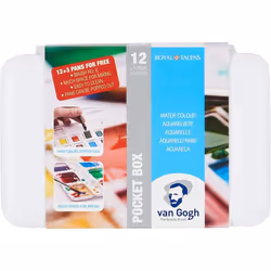 Coffret dAquarelle - Van Gogh - Pocket Box - 15 Godets - Pinceau Inclus - 14x19 cm