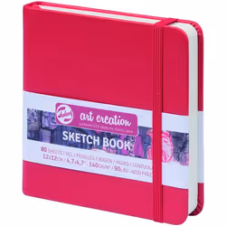 Carnet Croquis 12x12 cm - 80 feuilles - 140g - rouge - Royal Talens